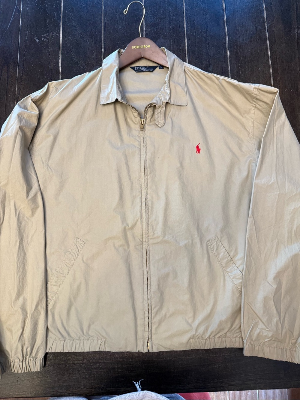 Vintage Polo Ralph Lauren Harrington Jacket Mens L Made USA Khaki Bi-Swing Pony